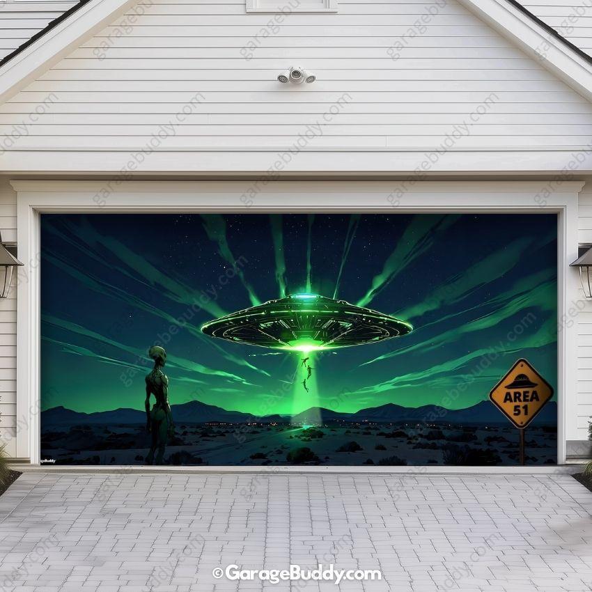 Alien Abduction (Glow) | Halloween Garage Door Cover
